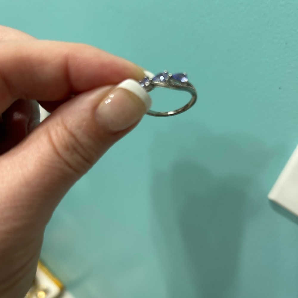 Rare Blue Tanzanite Silver Ring SZ 6 - Picture 5 of 8